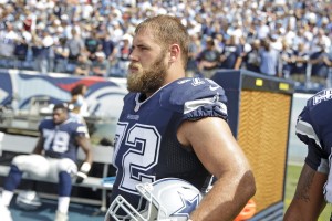 14 September 2014:   Travis Frederick (72)                       of the Dallas Cowboys during the Cowboys 26-10 win over the Tennessee Titans at LP Field in Nashville, Tennessee.   Photo by James D. Smith/Dallas Cowboys