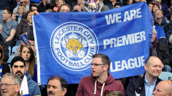 Leicester fans before the English Premier League soccer match between Leicester City and Southampton at the King Power Stadium in Leicester, England, Sunday, April 3, 2016. (AP Photo/Rui Vieira)
